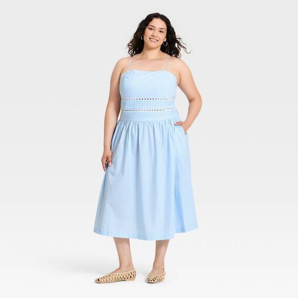 A New Day Dresses & Skirts - Women's Lace Trim Midi Dress - A New Day Light Blue 1X